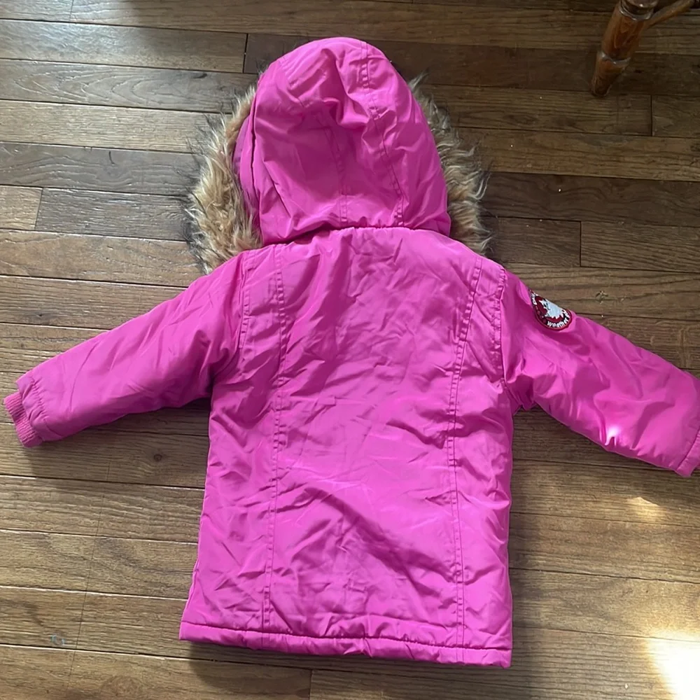 Canada Weather Gear Pink jacket with fake fur trim hood for TODDLERS